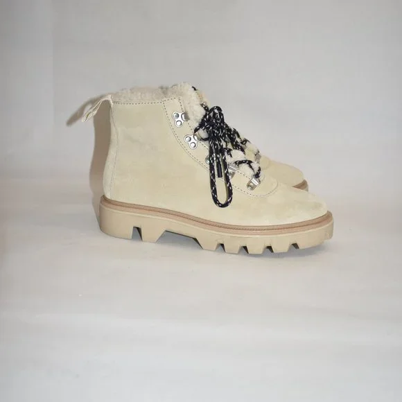 $650 RAG & BONE Natural Lace-up Shearling Ankle Boots COMBAT PLATFORM  39 (PA3) - Picture 2 of 10